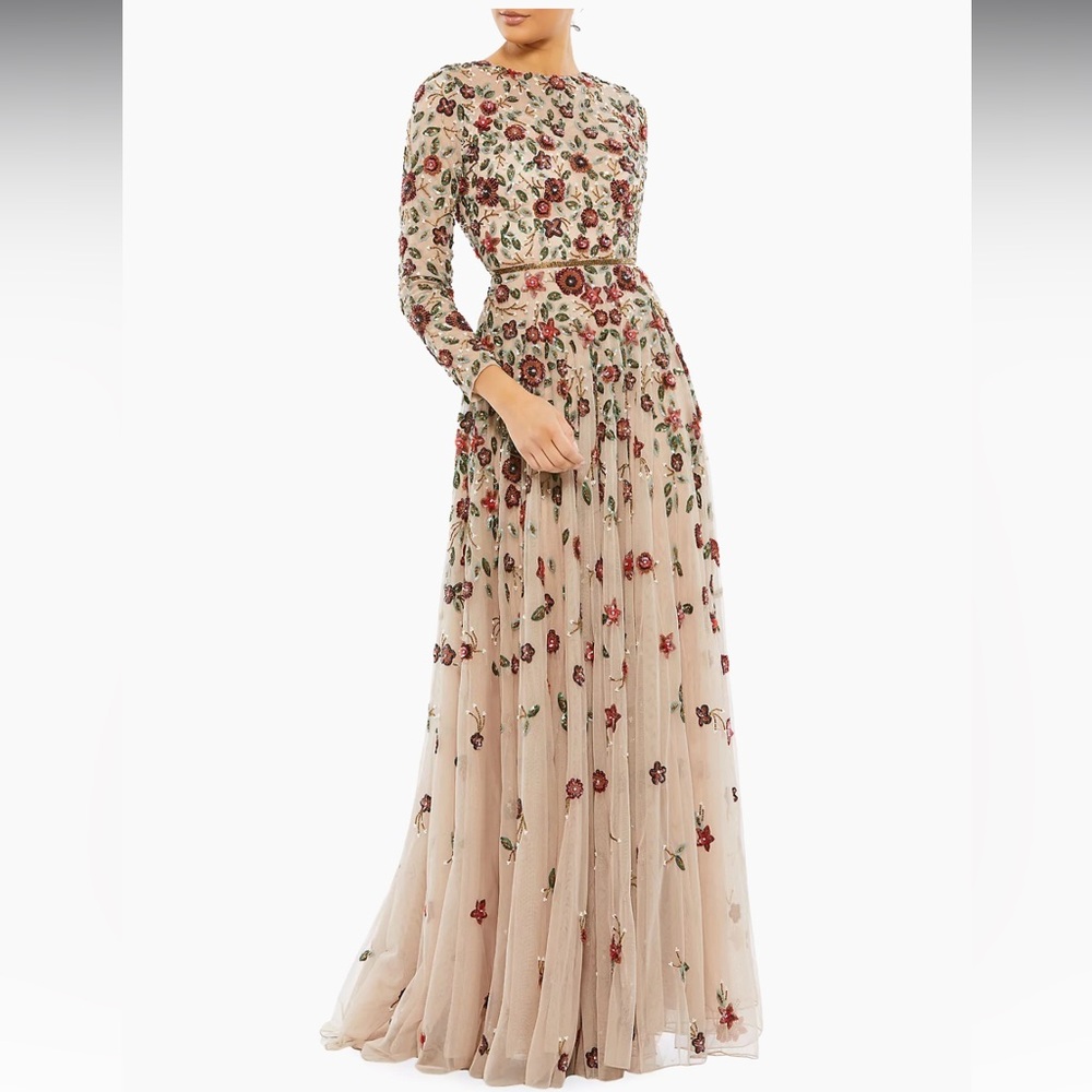 Mac Duggal Floral Sequin Gown